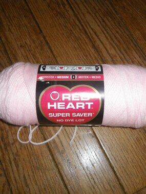 1 Large Skein Red Heart Super Saver Yarn Color Baby Pink 7 oz.